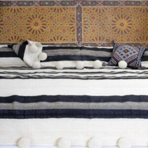Luxurious Handwoven Moroccan Pom Pom Wool Blanket