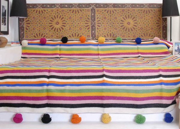 Experience Ultimate Coziness with Handmade Moroccan Pom Pom Blanket