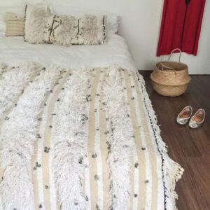 Bohemian Handwoven Wool Blanket - Moroccan Berber Wedding Style