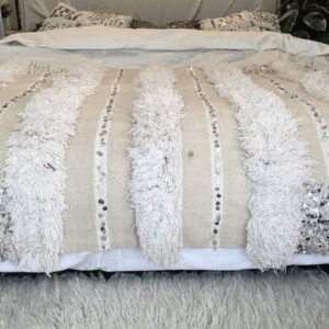 Off White Moroccan Wool Blanket - Handwoven Luxury Blanket