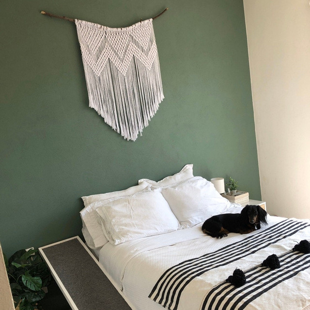 Handwoven White Striped Moroccan Pom Pom Wool Blanket