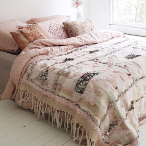 Pink Berber Moroccan Wool Blanket | Handmade Luxury Wool Blanket