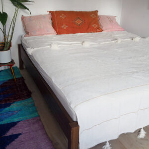 Handwoven Cotton Moroccan Pom Pom Blanket