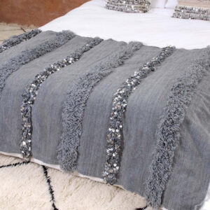 Grey Berber Moroccan Wool Blanket - Handcrafted Cozy Striped Design