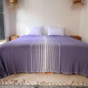 Cotton Grey Moroccan Pom Pom Blanket - Hand-Woven Luxury