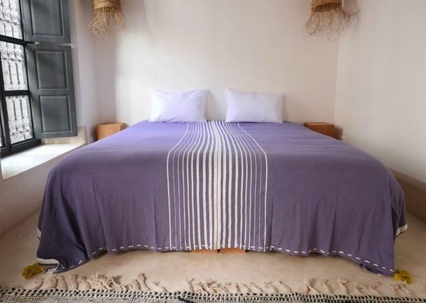 Cotton Grey Moroccan Pom Pom Blanket - Hand-Woven Luxury