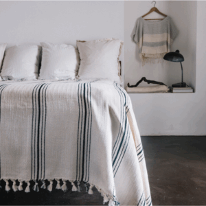 Luxurious Handcrafted Moroccan Pom Pom Cotton Blanket