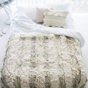 Handmade Moroccan Cotton Blanket with Fringe Details