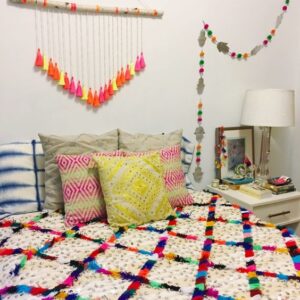 Moroccan Pom Pom Cotton Blanket | Handwoven Luxury Comfort