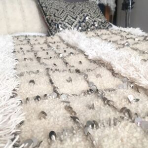 Handwoven Moroccan Cotton Wedding Blanket - Bohemian Decor