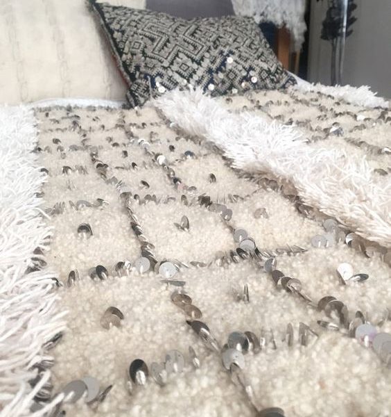 Handwoven Moroccan Cotton Wedding Blanket - Bohemian Decor