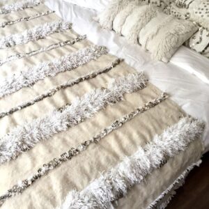 Handloomed Moroccan Wedding Blanket - Bohemian Luxury Wool Cotton Blanket