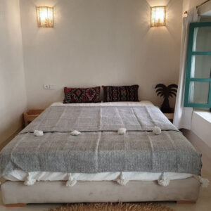 Handmade White Pom Pom Wool Blanket | Moroccan Bedspread & Sofa Throw