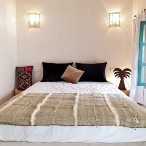 Handwoven Moroccan Woolen Blanket with Stripe Pattern