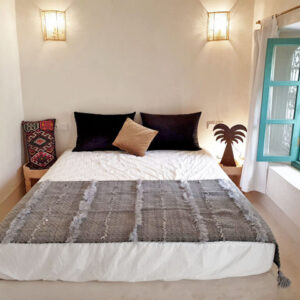 Luxurious Dark Grey Moroccan Handwoven Cotton Blanket