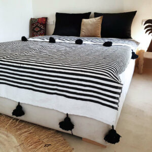 Moroccan Pom Pom Blanket | Handmade Wool Throw