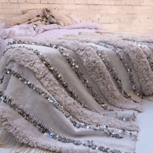 Moroccan Berber Handwoven Wool Blanket in Grey