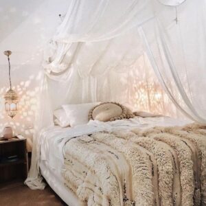 Moroccan Pom Pom Blanket - Handcrafted Cotton Throw