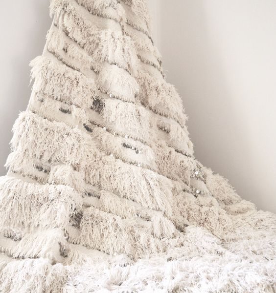 Vintage White Berber Moroccan Wool Blanket - Handcrafted Luxury Blanket