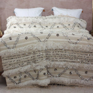 Moroccan Wool Handwoven Blanket 077 - Artisan Crafted Cozy Bedspread