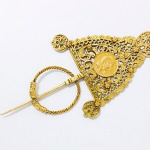 Vintage Berber Silver Enamel Fibula Brooch