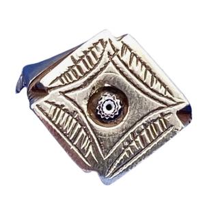 Vintage Moroccan Berber Fibula Brooch 153 - Enamel Design and Traditional Beads