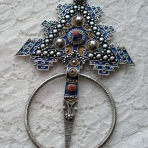 Vintage Berber Enamel Brooch 70 - Moroccan Fibula Accessory