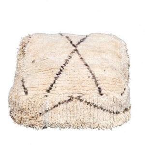 Moroccan Vintage Beni Ourian Rug Pouf - Handmade Square Seating