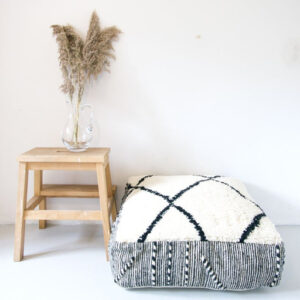 Vintage Moroccan Handmade Carpet Pouf from Berber Cooperatives