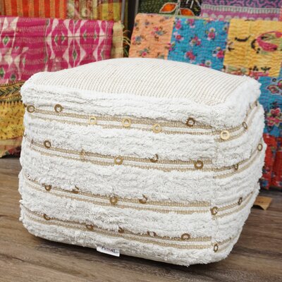 Carpet Pouf 113 - Handcrafted Moroccan Wedding Rug Pouf with Sequins