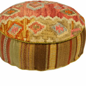 Moroccan Kilim Carpet Pouf - Handmade Vintage Seating