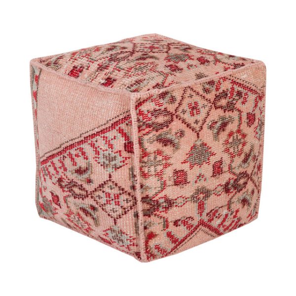 Vintage Moroccan Kilim Pouf - Handcrafted Square Pouf