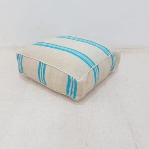 Moroccan Cotton Knitted Striped Pouf - Handcrafted Cozy Footrest