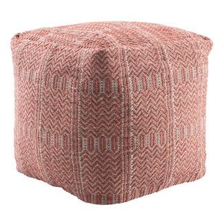 Moroccan Pink Distressed Cotton Carpet Pouf - Handmade Luxury Seat