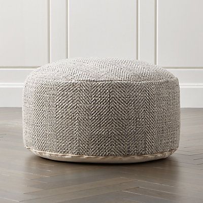Handmade Moroccan Berber Carpet Pouf - Textured Round Seating