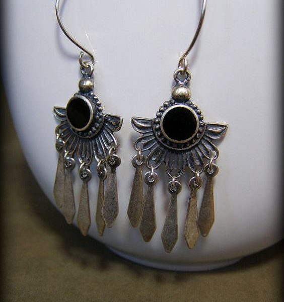 Moroccan Tuareg Berber Geometric Earrings - Handcrafted Ethnic Jewelry