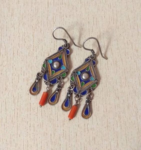 Moroccan Tuareg Berber Geometric Earrings - Handmade Ethnic Jewelry