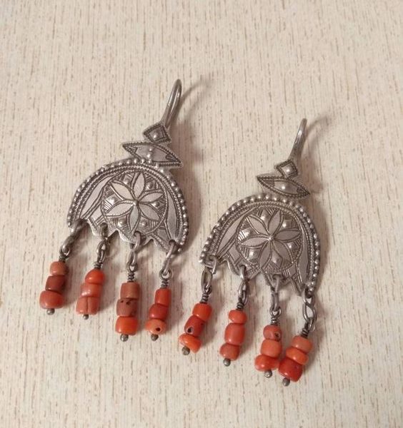 Moroccan Tuareg Berber Geometric Earrings - Handcrafted Ethnic Jewelry