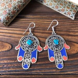 Moroccan Style Geometric Earrings - Handcrafted Unique Design