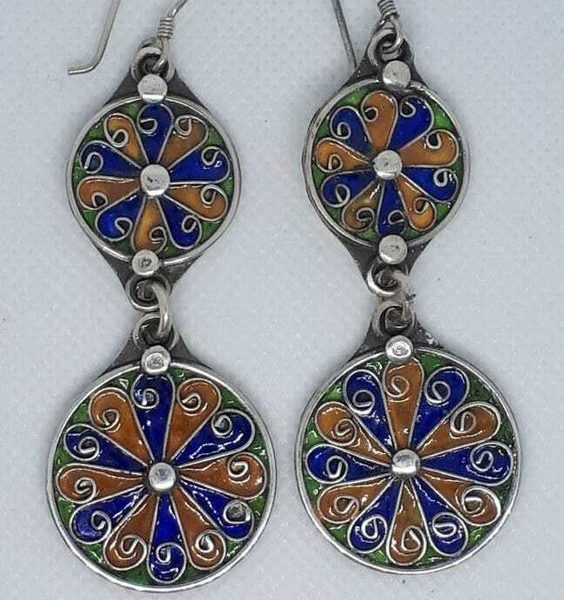 Handmade Tuareg Berber Moroccan Geometric Earrings