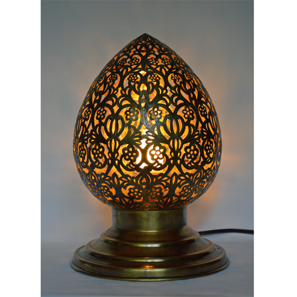 Moroccan Silver Metal Floor Lamp - Handcrafted Vintage Pendant