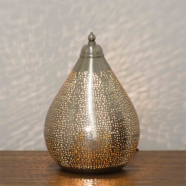 Moroccan Silver Metal Pendant Floor Lamps - Handcrafted Elegance