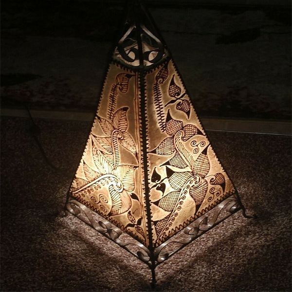 Vintage Moroccan Silver Metal Floor Lamp - Handcrafted Charm