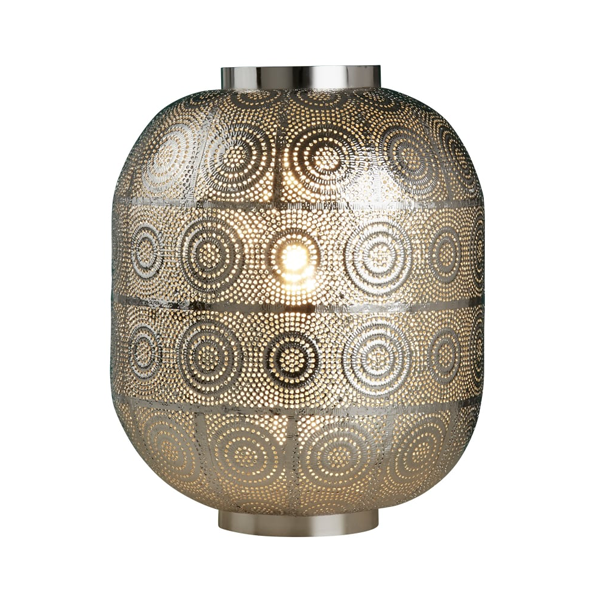 Moroccan Silver Metal Floor Lamp - Vintage Elegance