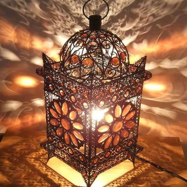 Moroccan Silver Metal Floor Lamp - Vintage Charm and Elegance