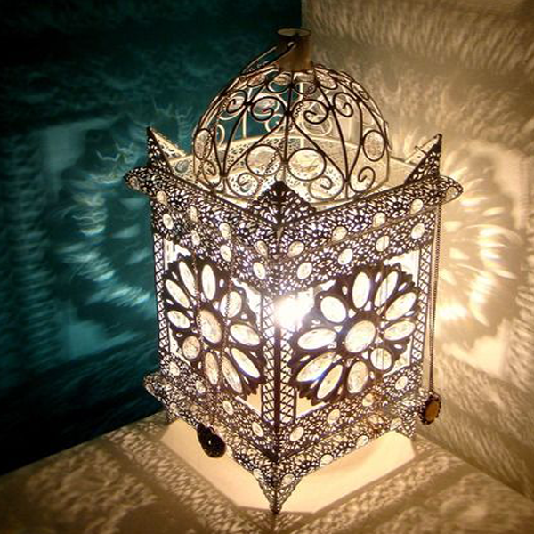 Moroccan Silver Metal Floor Lamps | Handcrafted Vintage Elegance