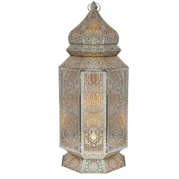 Captivating Moroccan Silver Metal Floor Lamp | Vintage Charm