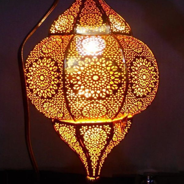 Moroccan Silver Metal Floor Lamp | Vintage Elegance