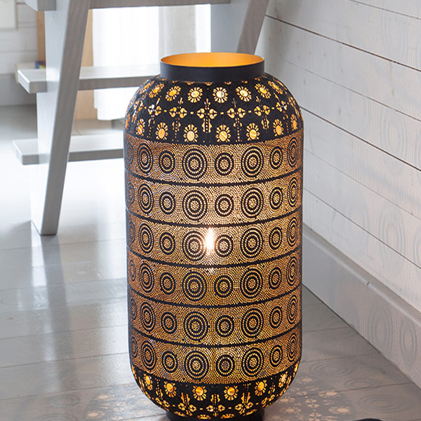 Moroccan Silver Metal Floor Lamp