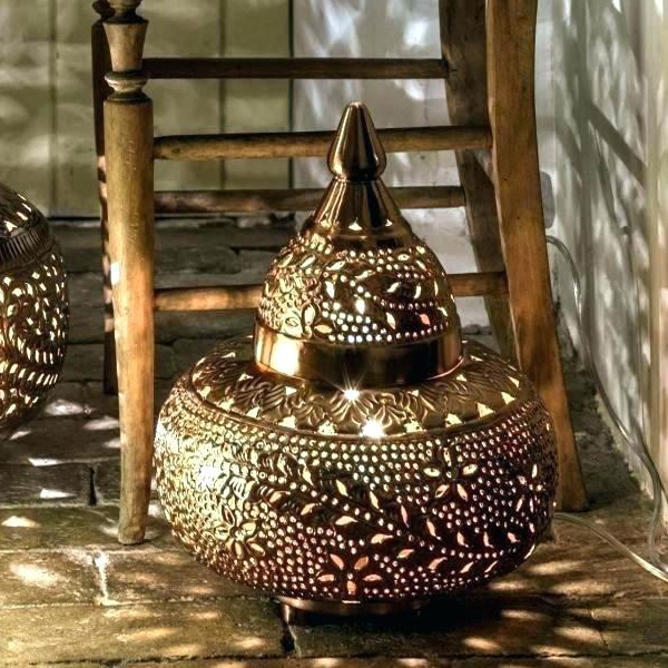 Moroccan Silver Metal Floor Lamp - Vintage Elegance